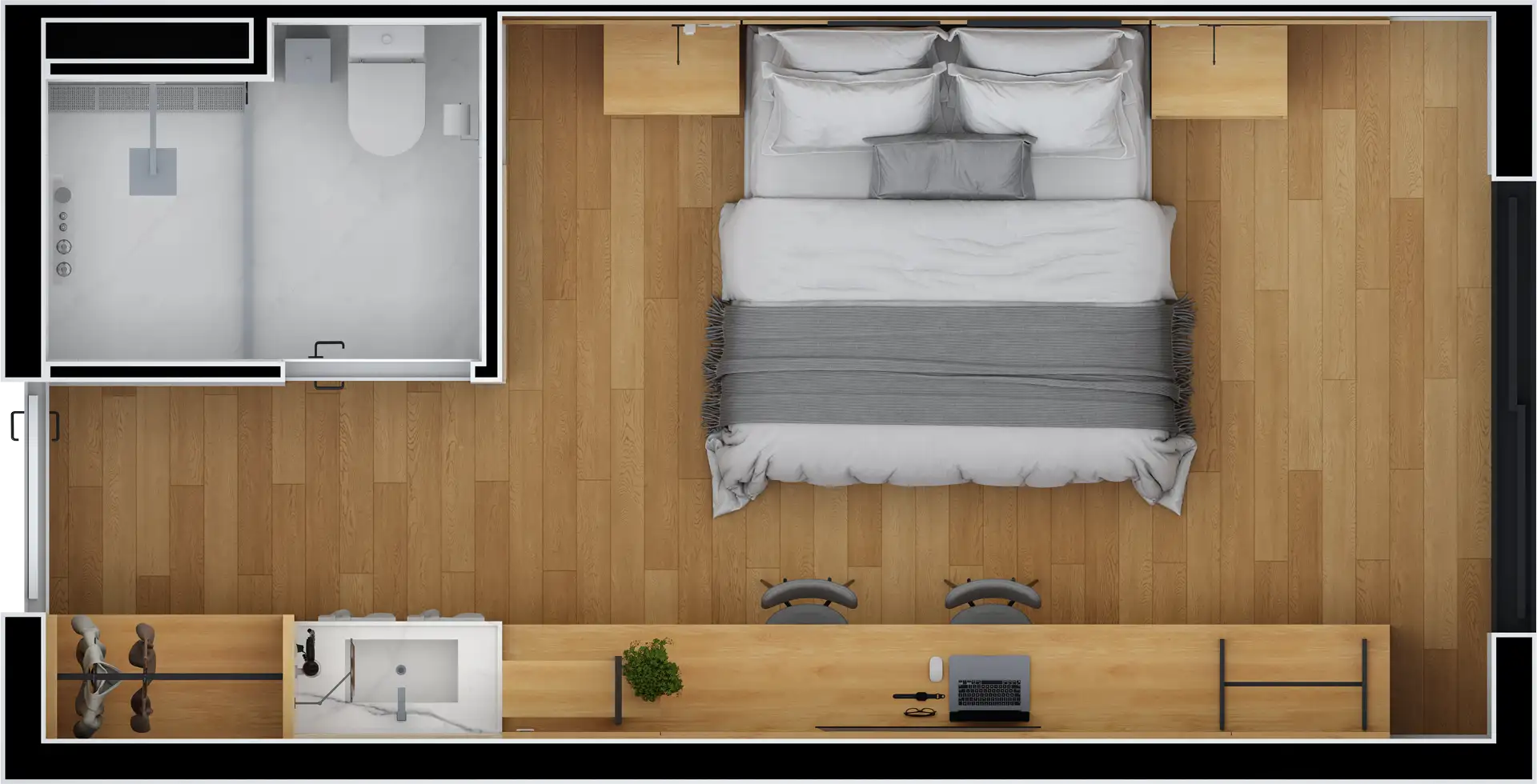 Planta humanizada: Apartamento para 2 pessoas