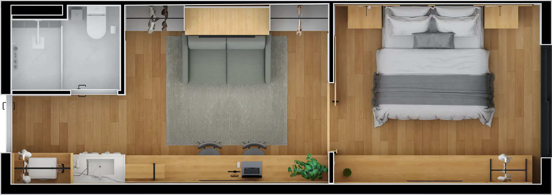 Planta humanizada: Apartamento para 4 pessoas